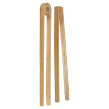 2 Magnetic Bamboo Toaster Tongs, 22 cm Wooden Kitchen Toaster Tongs compatible with Cooking, Natural Bamboo