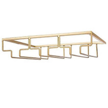 3-tier wine glass rack, to hang under a piece of furniture, made of wrought iron.