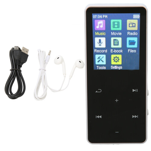 1.8inch Touch Screen MP3 MP4 Player 128GB MicroSD Bluetooth White 1