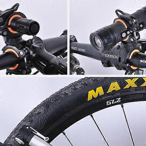 360-degree rotatable bicycle light, double holder, LED front flashlight, pump, handlebar mount 2