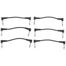 Set di 6 cavi per chitarra elettrica, 15 cm (6 pollici), angolati, per pedali effetti, neri.