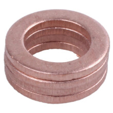 50 stuks platte koperen afdichtingsringen, 6 mm x 10 mm x 1 mm