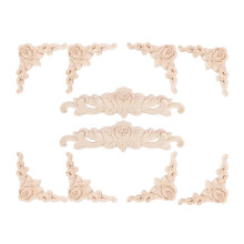 10 pcs. Wood carving wall decoration, floral wood carving, corner appliqué, decorative compatible with furniture, door, cabin