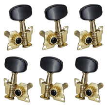 Set of 6 tuning knobs for acoustic folk guitar, right-handed and left-handed, open tuners, gold square knobs