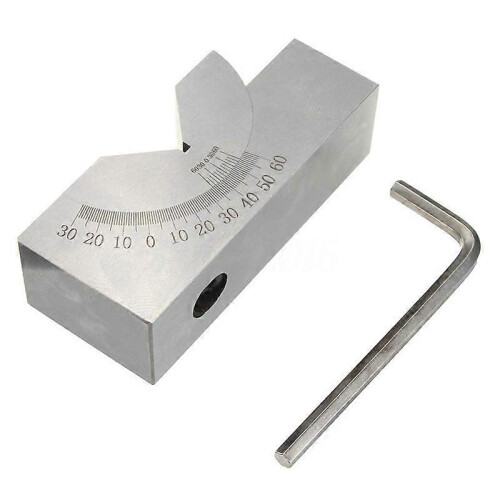 Mini adjustable precision V-block with adjustable angle, 75 x 25 x 36 mm, 0 to 60 degrees