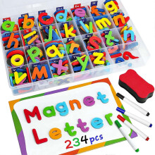 Set van 244 magnetische letters en cijfers, 123 hoofdletters en kleine letters van schuimrubber, ABC-alfabet, koelkastmagneten, educatief