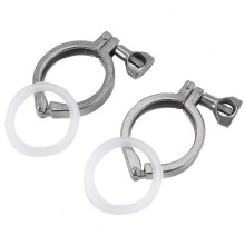 Tri-Clamp in acciaio a 2 pezzi, per impieghi gravosi, a perno singolo, con dadi ad alette per ghiera TC e guarnizione in silicone