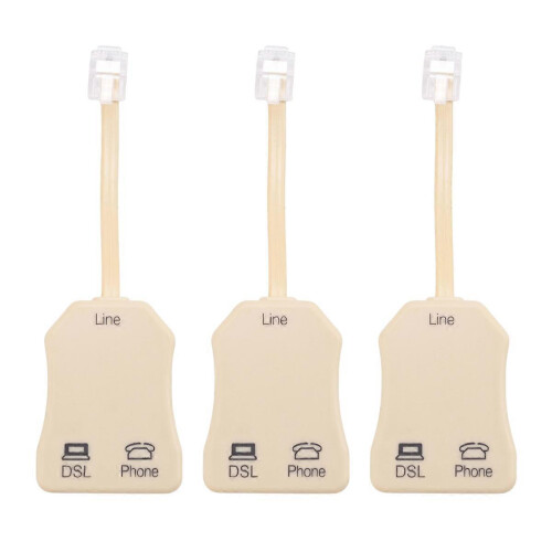 3 DSL filter splitters for telephone lines, telephone socket splitters, inline DSL filters, telephone modems, ADSL