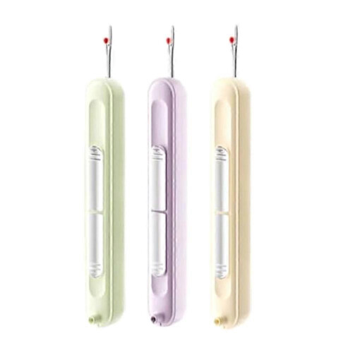 3-piece insert threader set, improved needle threader unthreading tool compatible with hand sewing and knitting