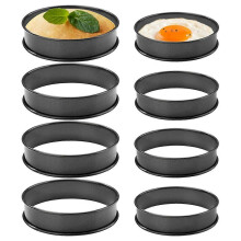 Juego de 8 moldes para muffins ingleses de doble capa, de acero inoxidable antiadherente.