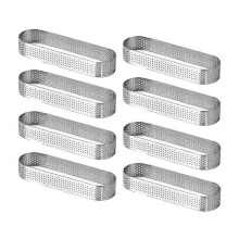 8 moldes para tartaletas ovaladas, moldes para tartaletas para mousse, frutas y quiche, fabricados en acero inoxidable.
