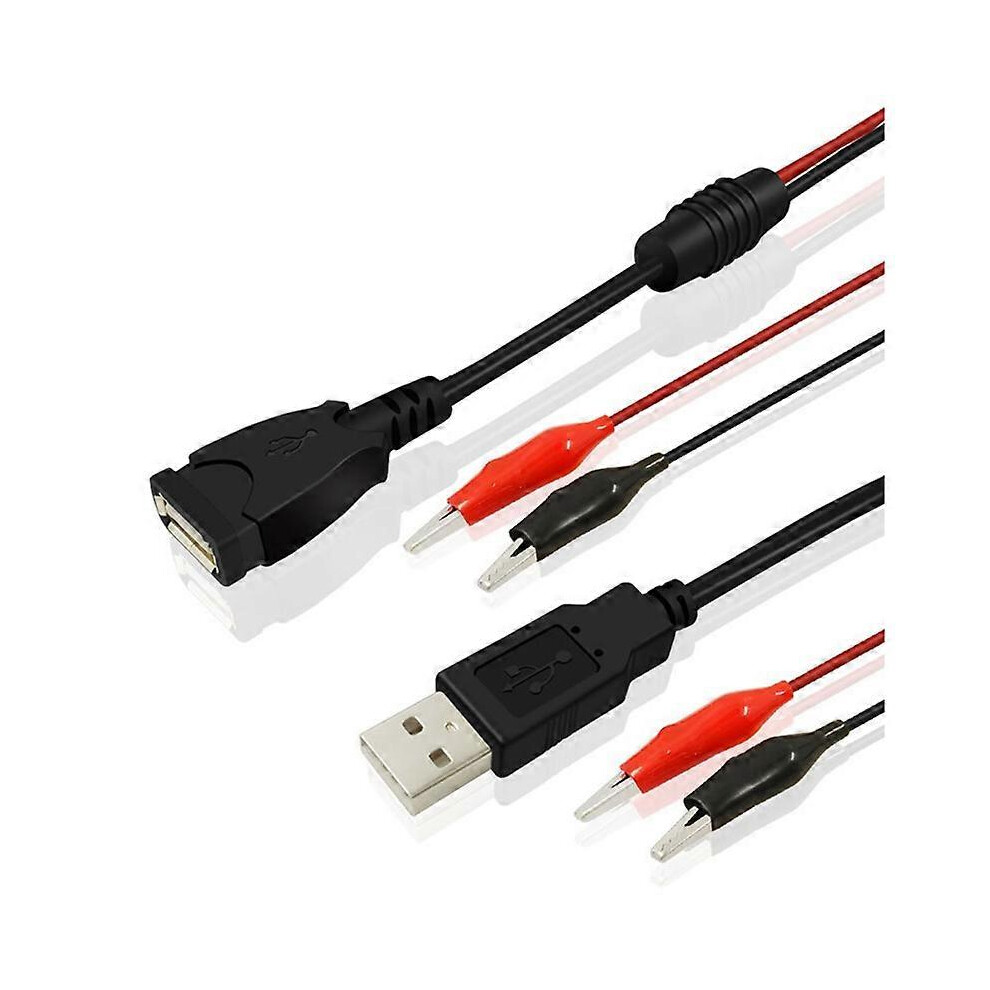 2Pcs Usb Alligator Clamps Crocodile Cable Male/Female To Usb Test Device Detector Dc Voltage Meter Ammeter 8101455983367