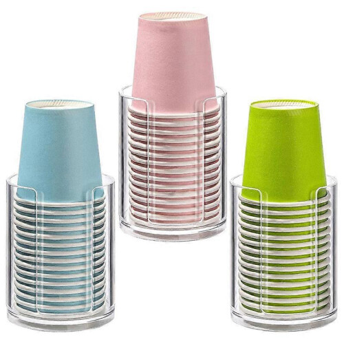 3-Piece Bathroom Cup Dispenser 3 oz Tabletop Dishwasher Cup Holder, Small Plastic 1