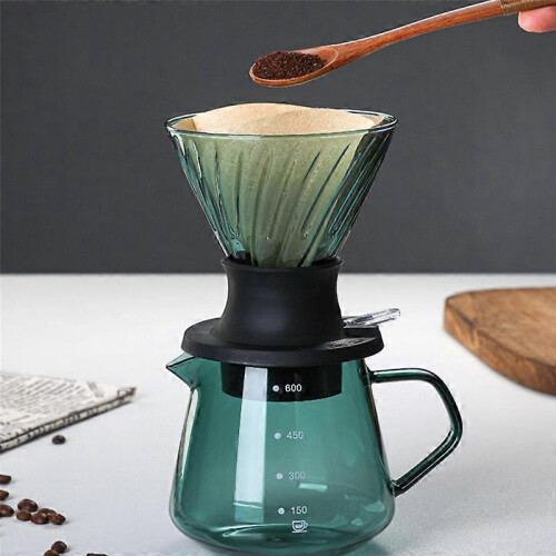 600ml immersion filter switch glass compatible with V60 pour-over coffee machine, V-shaped drip coffee filter and