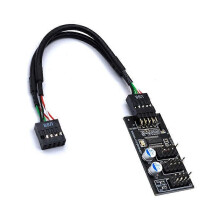 9-pin USB hub connector, USB splitter (1 to 3 USB 2.0), 9-pin header board cable compatible with water cooling and RGB lighting