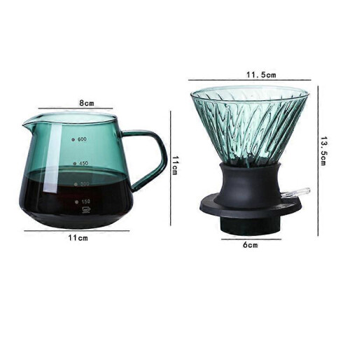 600ml immersion filter switch glass compatible with V60 pour-over coffee machine, V-shaped drip coffee filter and 1