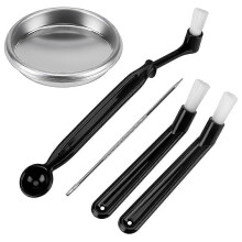 5pcs Coffee Machine Brush with Spoon, Coffee Grinder Brush, Coffee Machine Group Head Cleaning, Metal B