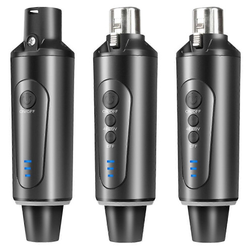 Sistema di microfoni wireless XLR da 3 pezzi con adattatore convertitore e ricevitore da 2,4 GHz per microfoni