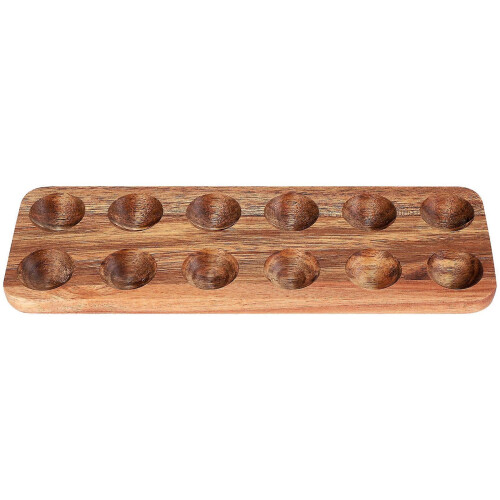 12-Hole Japanese Wooden Egg Storage Box, Double Row, Kitchen Organizer, Egg Holder