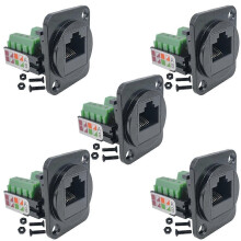 5 kpl RJ45-naarasruuviliittimen sovittimia paneeliasennukseen, RJ45 8P8C D-tyypin naarasliitin 8-nastaiseen liittimeen
