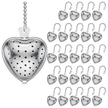 25-piece stainless steel tea filter set, tea ball infuser compatible with loose herbs, extended chain hook compatible with spices, cup holder