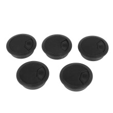 5 stuks zwarte ronde plastic kabelgoten, 70 mm diameter, voor computerbureaus
