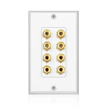 Wall plate for 8-terminal speakers, audio panel for home cinema (4 speakers)