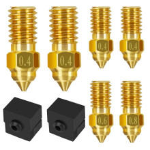 6 nozzle kit for Ender 3 V3 SE, brass nozzles for 3D printing of 0.4 mm, 0.6 mm and 0.8 mm, resistant to high temperatures.