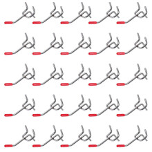 25x single rail hooks 50mm compatible with 25mm rail wall, shelf and shop presentation