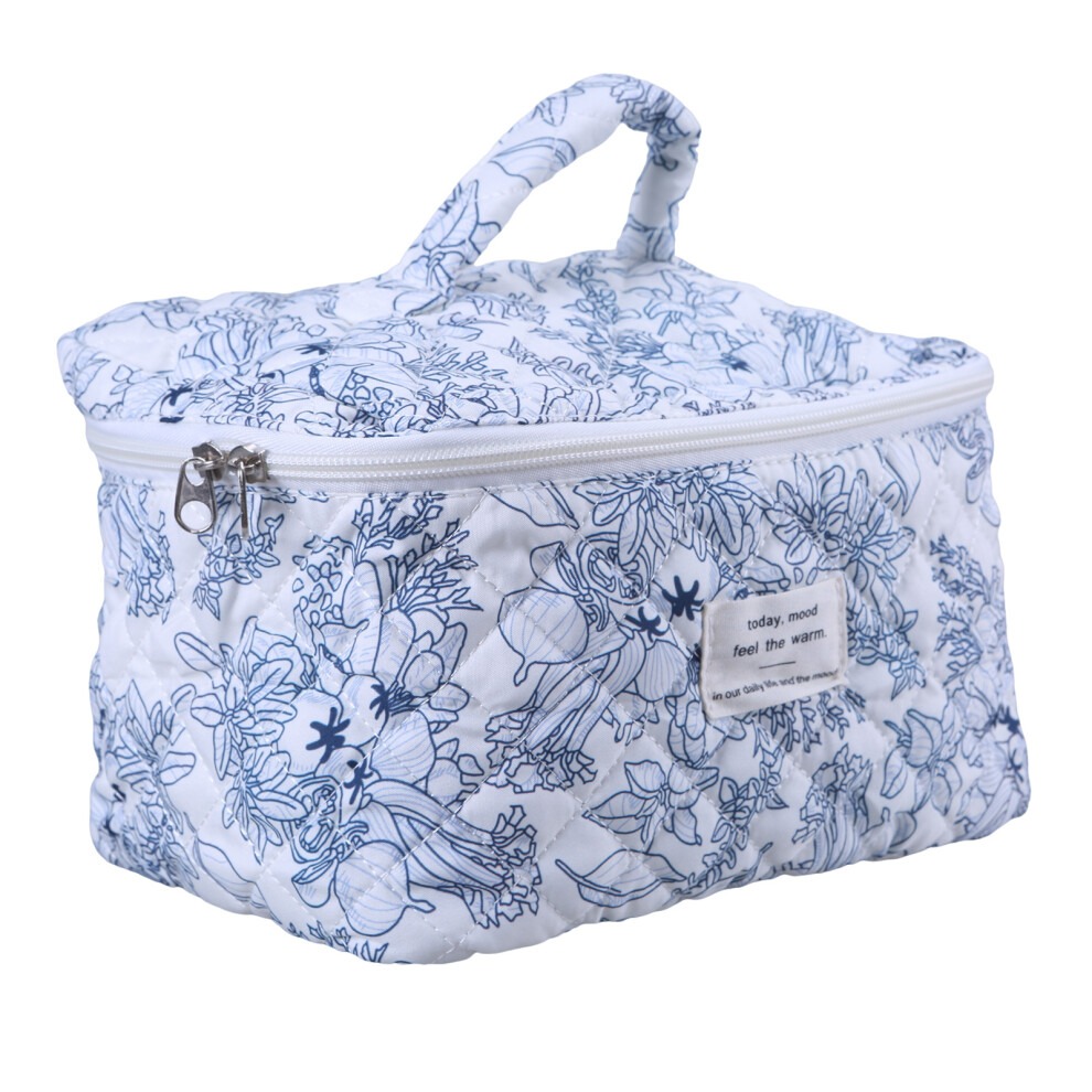 Flower Cosmetic Bag Quilted Makeup Bag Convenient Toiletry-L