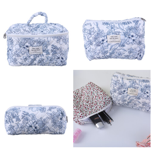 Quilted Makeup Bag Cosmetic Bag Stylish and Practical-M 1