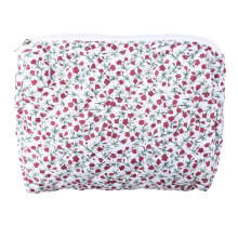 Gesteppte Make-up-Tasche mit Blumenmuster, Kulturbeutel,-M