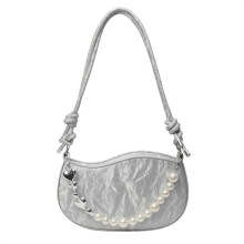 Womens Shoulder Bag Fashion Handbag Armpit Bag Female PU-Silver