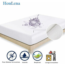 Matrasbeschermer voor queensize matras, ultrazacht, hypoallergeen, anti-mijt, antibacterieel, bamboevezel TPU-laag, stevig en geruisloos, geschikt