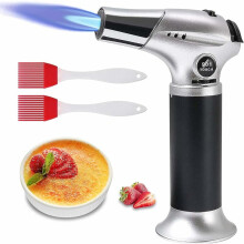 Safety Lock Butane Torch, Portable & Refillable Cooking Torch with Adjustable Flame, Continuously Flame Mode for Versatile Usage in Cooking,