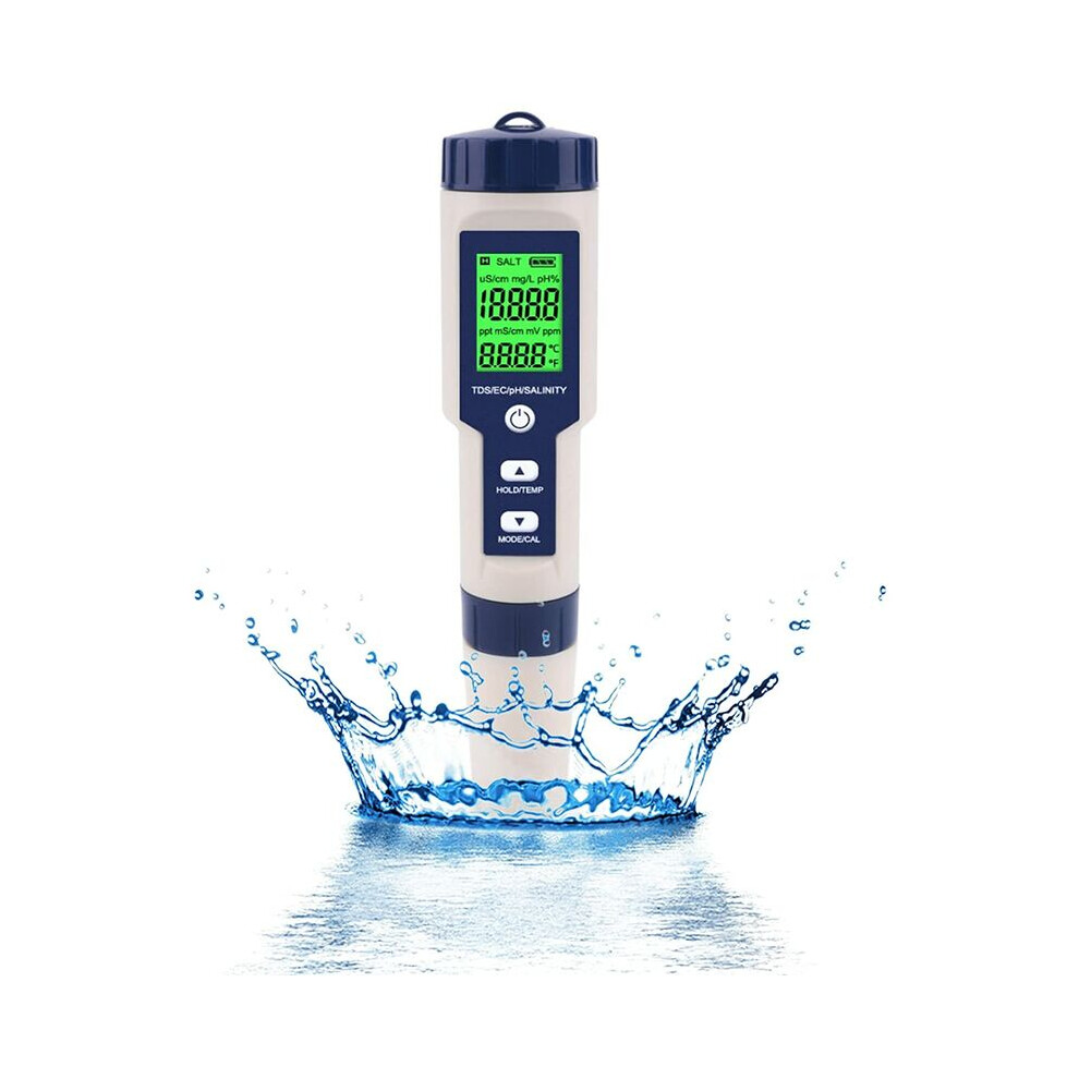 Titanium Alloy Digital Salinity Tester, 5 In 1 Meter Offers Comprehensive Water Analysis For Drinking Water Aquarium Swimming Pool 9405630322378