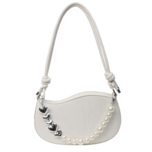 Damesmode handtas okseltas met parelketting Messenger Bag-Beige
