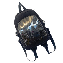 Sac Transparent femmes fille Animes broche affichage Nylon-Noir