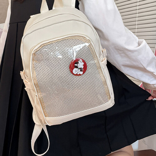 Japanese Animes Small Nylon Backpack Clear Pocket-light blue 2