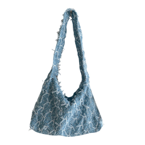 Lightweight Crossbody Bag with Personalized Handle-light blue