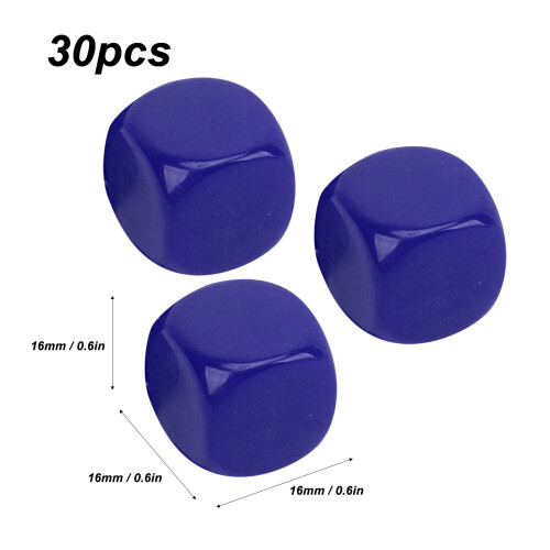 30PCS 16MM Blue Plastic Rounded Dice Set for Games, Math & DIY 1