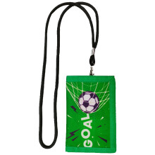 Kids Football Wallet with Lanyard Coin-green side football