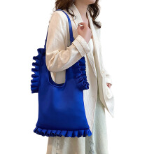 Heldere effen kleur vintage okseltas voor dames geplooide-Blauw