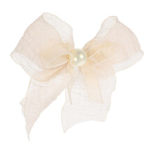Eleganter Haarschmuck Beige Schleife Kunststoff Perlen Haarclip