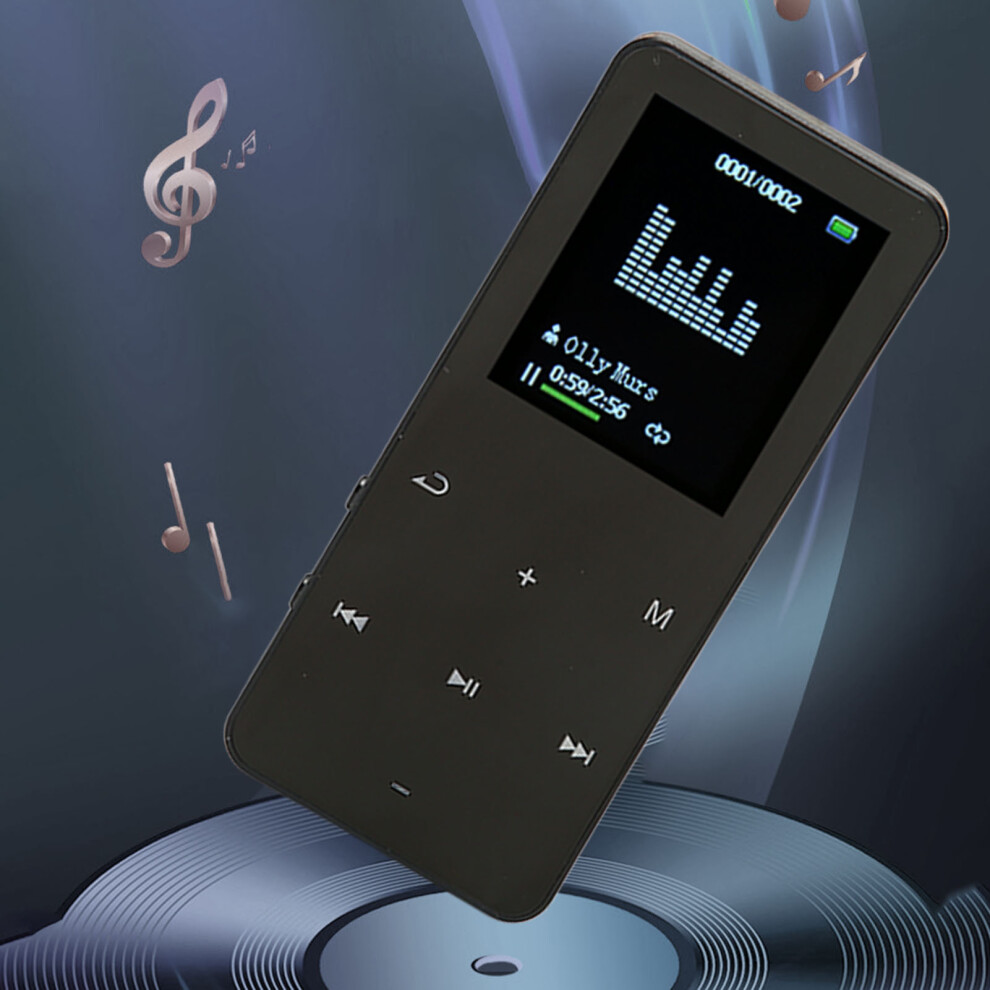 8Gb Bluetooth Mp3 Player With 1.8" Screen, Noise Reduction, Expandable 128Gb Black 8481370465989