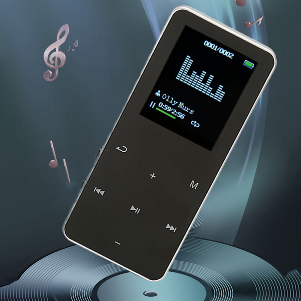 8Gb Bluetooth Mp3 Player With 1.8" Screen, Noise Reduction, Silver 9331370466129