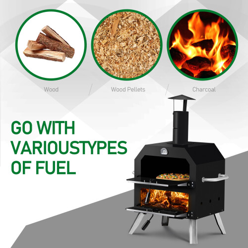2-Layer Outside Pizza Ovens w/ Stone Camping Backyard BBQ 2