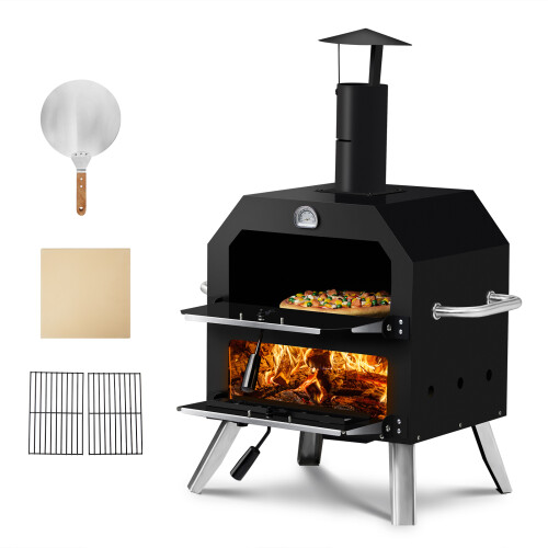 2-Layer Outside Pizza Ovens w/ Stone Camping Backyard BBQ 1