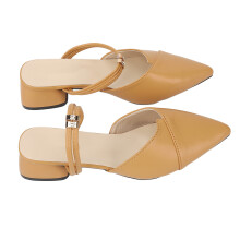 Sandali con Tacco a Punta Chiusa Donna Khaki 40, Eleganti pantofole con Strass