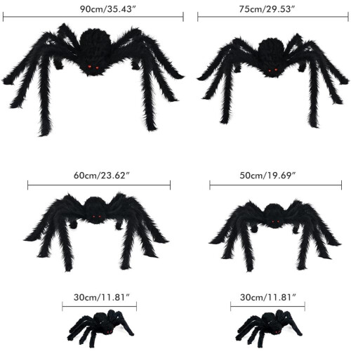 Γιγάντιες αράχνες για το Halloween, τριχωτές διακοσμήσεις τρομακτικών αράχνων, 1